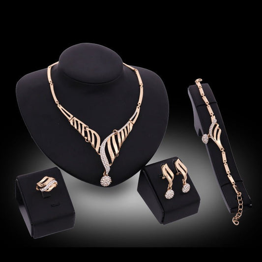Four-piece Jewelry Set Fashion Alloy Necklace Earrings Bracelet - HKE TRADERS LTD - Jewellery