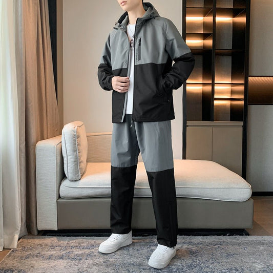 Men's Spring And Autumn Hooded Suit With Handsome Casual Sports Suit Jacket - HKE TRADERS LTD - Mens Fashion